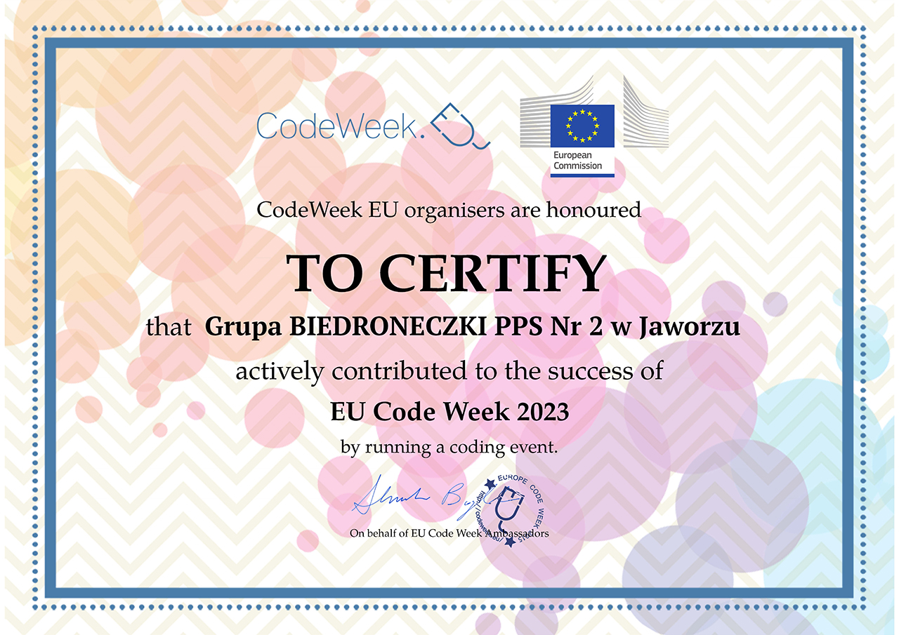 Certyfikat codeweek 2023 Biedroneczki